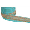 Sanskriti Vintage Border Antique Hand Bead Zardozi 1YD Trim Ribbon Sky Blue Lace