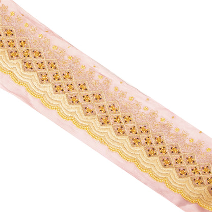 Sanskriti Vintage Sari Border Hand Beaded Zari 1 YD Indian Trim Sewing Pink Lace