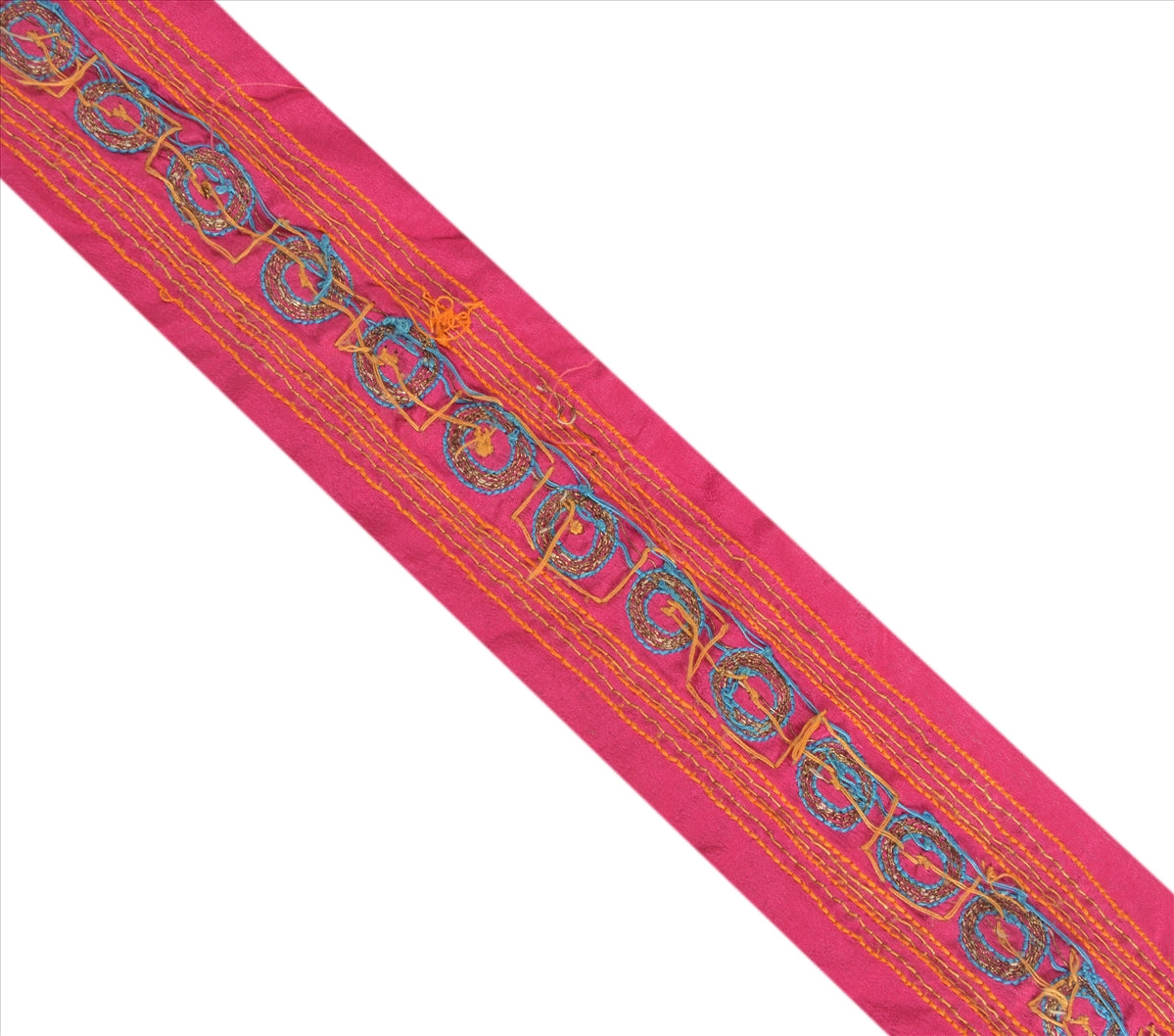 Sanskriti Vintage Sari Border Antique Hand Bead Zardozi1YD Trim Sewing Pink Lace