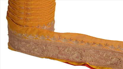 Sanskriti Vintage Sari Border Hand Beaded 1 YARD Indian Trim Sewing Saffron Lace