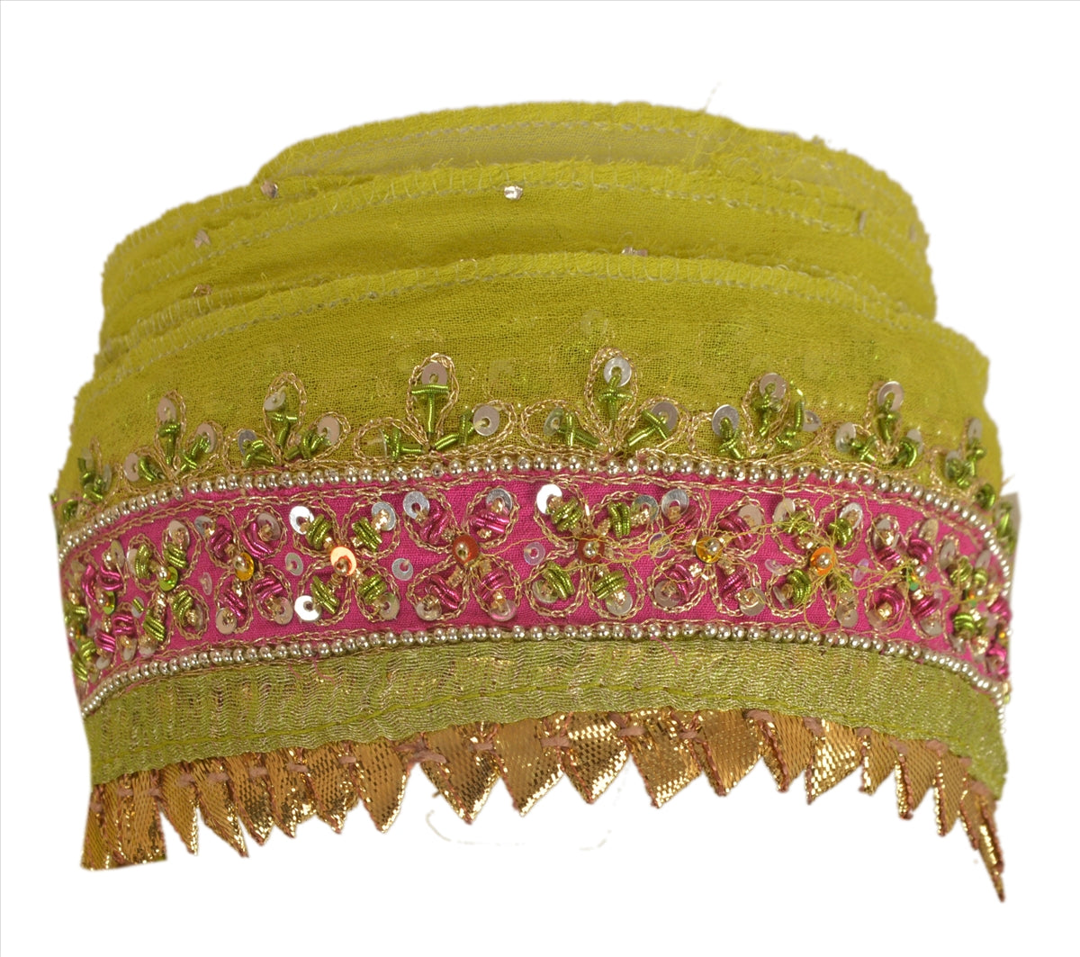 Sanskriti Vintage Saree Border 1 Yd 2" Georgette Hand Beaded Zari Zardozi Dabka Indian Sari Trim Sewing Green Lace Ribbon For Embelishment