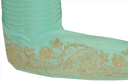 Sanskriti Vintage Sari Border Hand Beaded 1 YD Indian Trim Sewing Sea Green Lace