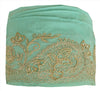 Sanskriti Vintage Sari Border Hand Beaded 1 YD Indian Trim Sewing Sea Green Lace