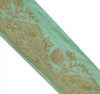Sanskriti Vintage Sari Border Hand Beaded 1 YD Indian Trim Sewing Sea Green Lace