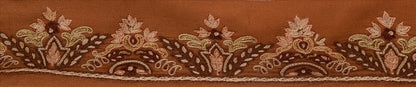Sanskriti Vintage Sari Border Antique Hand Beaded 1 Yd Indian Trim Ribbon Brown Zari Lace