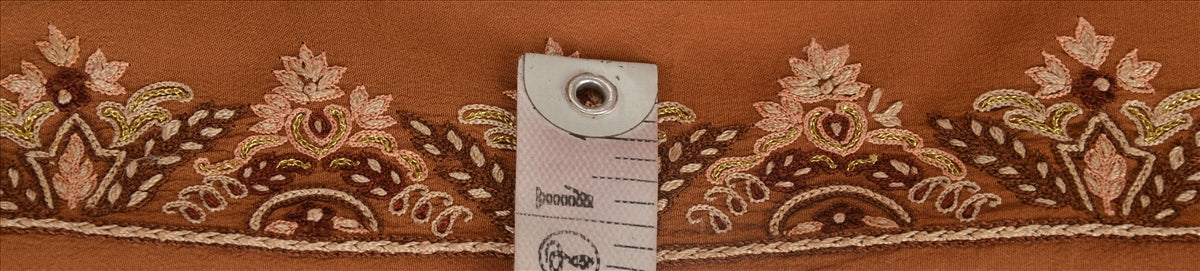 Sanskriti Vintage Sari Border Antique Hand Beaded 1 Yd Indian Trim Ribbon Brown Zari Lace