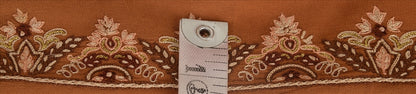 Sanskriti Vintage Sari Border Antique Hand Beaded 1 Yd Indian Trim Ribbon Brown Zari Lace