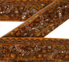 SANSKRITI VINTAGE Border Hand Beaded 1 YD Indian Trim Sewing Saffron Lace