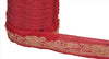 Sanskriti Vintage Sari Border Hand Beaded 1 Yd Indian Trim Ribbon Maroon Lace