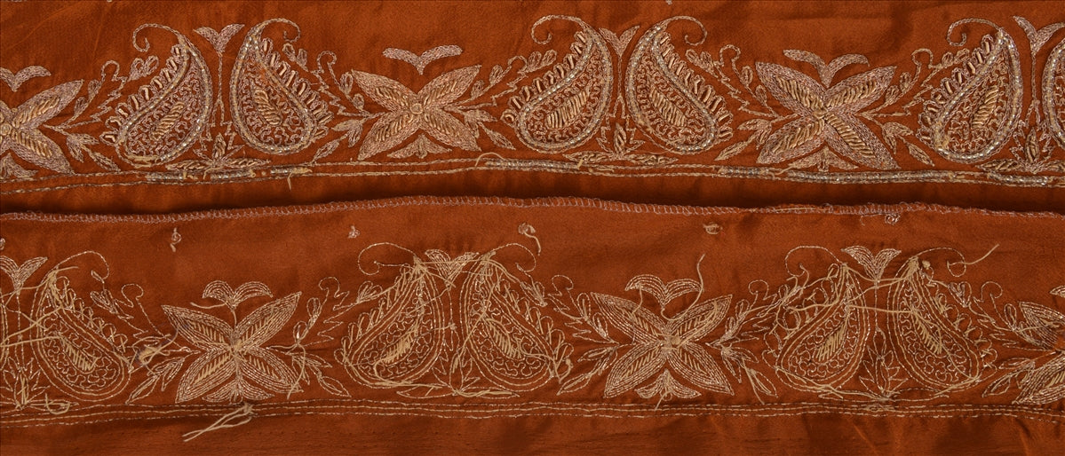 Sanskriti Vintage Sari Kant Håndperlet 1 Yard Indisk Kant Syning Brun Blonde