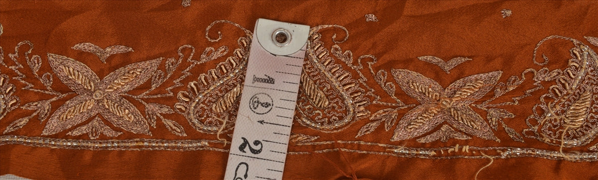 Sanskriti Vintage Sari Kant Håndperlet 1 Yard Indisk Kant Syning Brun Blonde