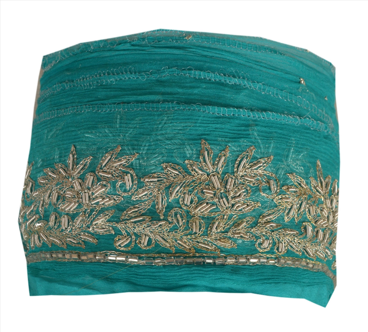 Sanskriti Vintage Sari Border Hand Beaded 1 Yd Indian Trim Sewing Green Lace