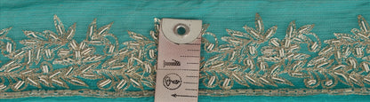 Sanskriti Vintage Sari Border Hand Beaded 1 Yd Indian Trim Sewing Green Lace