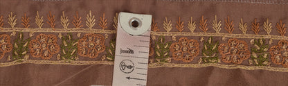 Sanskriti Vintage Sari Border Hand Beaded 1 Yd Indian Trim Ribbon Brown Lace