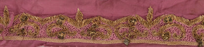 Sanskriti Vintage Sari Border Hand Beaded 1 Yd Indian Trim Ribbon Purple Lace