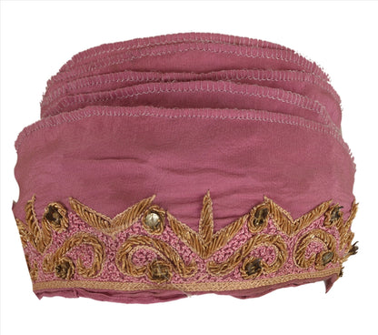 Sanskriti Vintage Sari Border Hand Beaded 1 Yd Indian Trim Ribbon Purple Lace