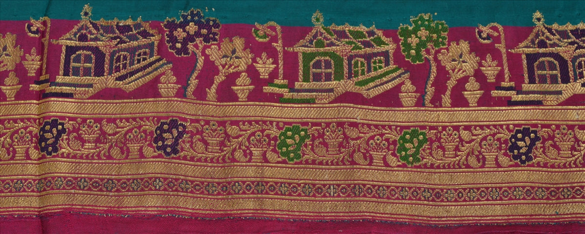 Sanskriti Vintage Sari Border Woven Brocade 1 Yd Indian Trim Sewing Purple Lace