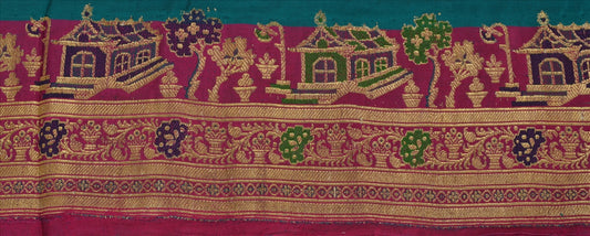 Sanskriti Vintage Sari Border Woven Brocade 1 Yd Indian Trim Sewing Purple Lace