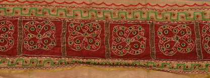 Sanskriti Vintage Sari Border Hand Beaded Bandhani 1 Yd Trim Sewing Cream Lace