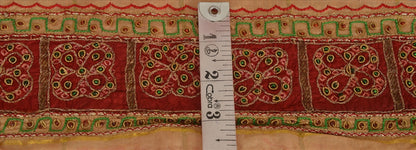 Sanskriti Vintage Sari Border Hand Beaded Bandhani 1 Yd Trim Sewing Cream Lace