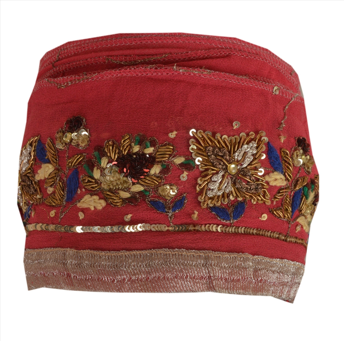 Sanskriti Vintage Sari Border Hand Beaded 1 Yd Indian Trim Sewing Pink Zari Lace