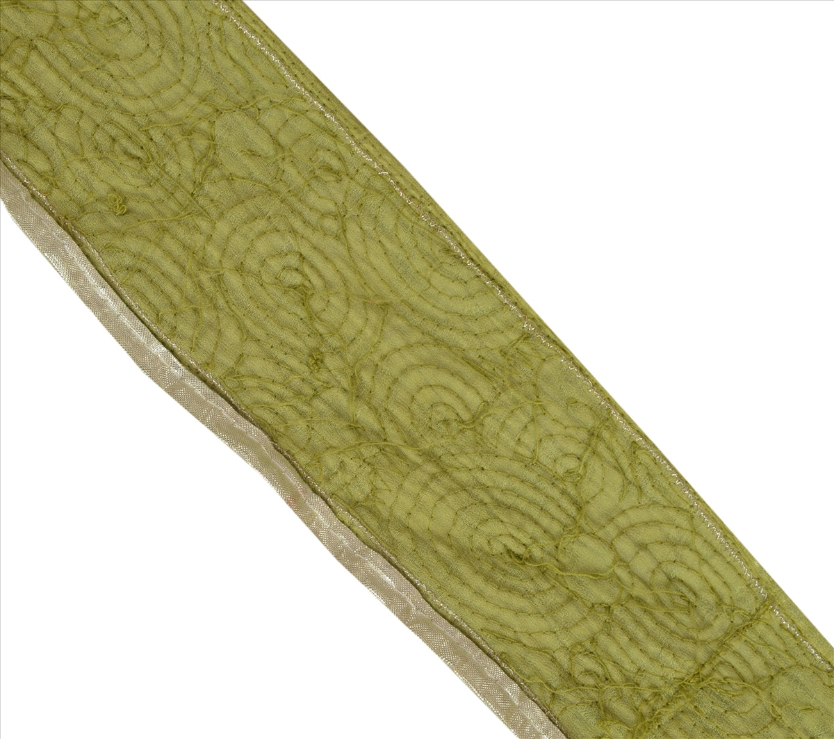 Sanskriti Vintage Sari Border Hand Beaded 1 Yd Indian Trim Sewing Green Zari Lace