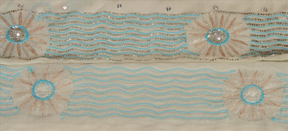 Sanskriti Vintage Sari Border Hand Beaded 1 Yd Indian Trim Sewing White Lace