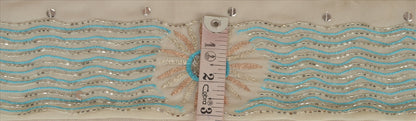 Sanskriti Vintage Sari Border Hand Beaded 1 Yd Indian Trim Sewing White Lace