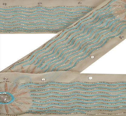 Sanskriti Vintage Sari Border Hand Beaded 1 Yd Indian Trim Sewing White Lace