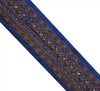Sanskriti Vintage Sari Border Hand Beaded 1 Yd Indian Trim Sewing Blue Zari Lace
