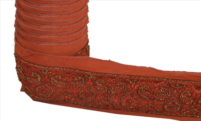 Sanskriti Vintage Sari Border Hand Beaded 1 Yd Trim Sewing Dark Orange Lace