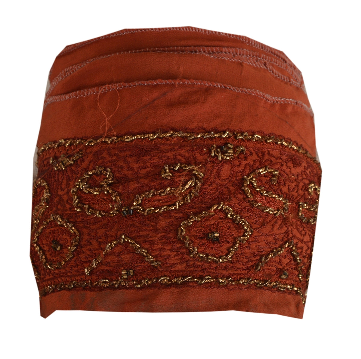 Sanskriti Vintage Sari Border Hand Beaded 1 Yd Trim Sewing Dark Orange Lace