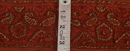 Sanskriti Vintage Sari Border Hand Beaded 1 Yd Trim Sewing Dark Orange Lace