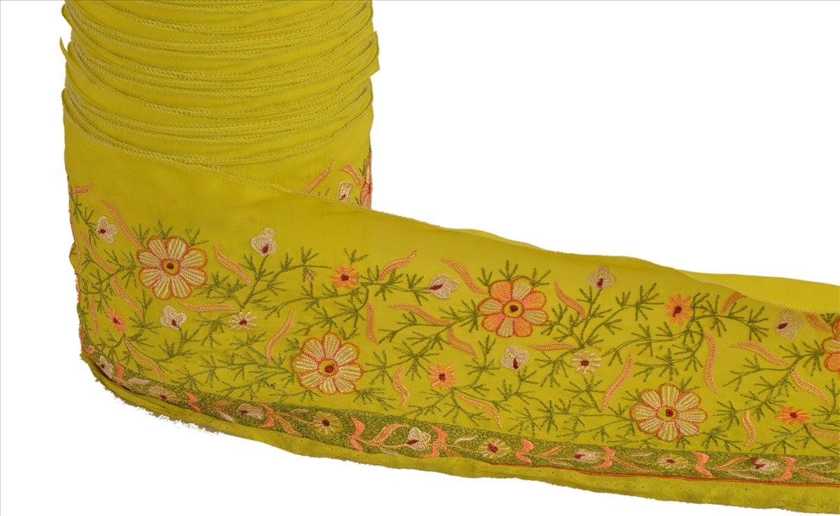 Sanskriti Vintage Sari Border Embroidered 1 Yd Indian Trim Sewing Green Lace