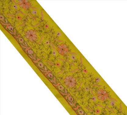 Sanskriti Vintage Sari Border Embroidered 1 Yd Indian Trim Sewing Green Lace