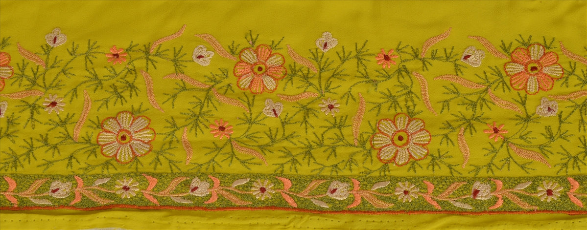 Sanskriti Vintage Sari Border Embroidered 1 Yd Indian Trim Sewing Green Lace