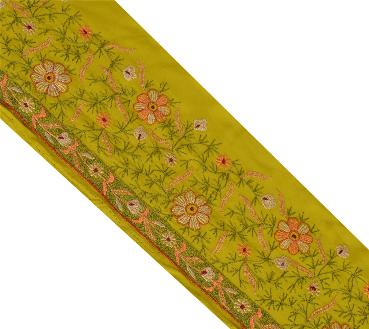 Sanskriti Vintage Sari Border Embroidered 1 Yd Indian Trim Sewing Green Lace