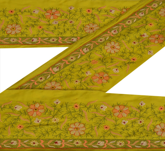 Sanskriti Vintage Sari Border Embroidered 1 Yd Indian Trim Sewing Green Lace