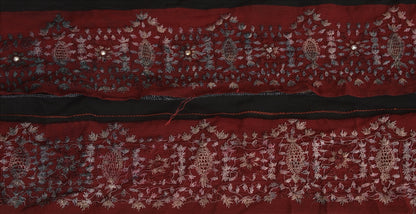 Sanskriti Vintage Sari Border Hand Beaded 1 Yd Indian Trim Sewing Maroon Lace