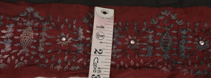 Sanskriti Vintage Sari Border Hand Beaded 1 Yd Indian Trim Sewing Maroon Lace