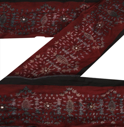 Sanskriti Vintage Sari Border Hand Beaded 1 Yd Indian Trim Sewing Maroon Lace