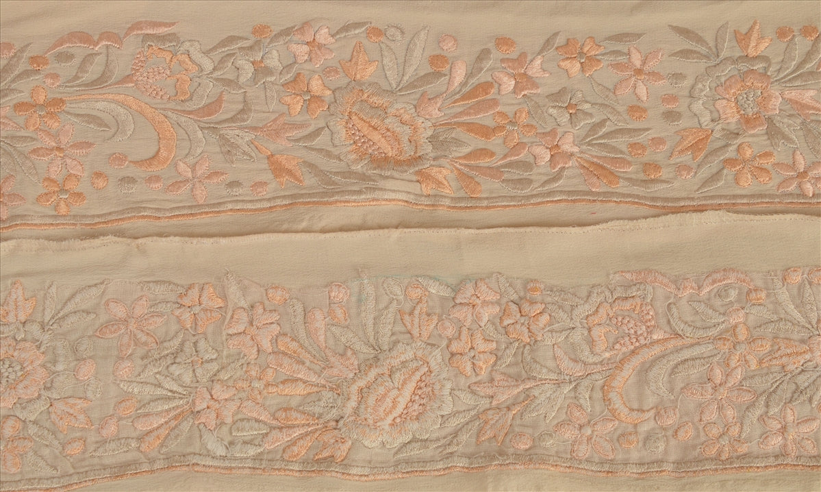 Sanskriti Vintage Sari Border Embroidered 1 Yd Indian Trim Sewing Cream Lace