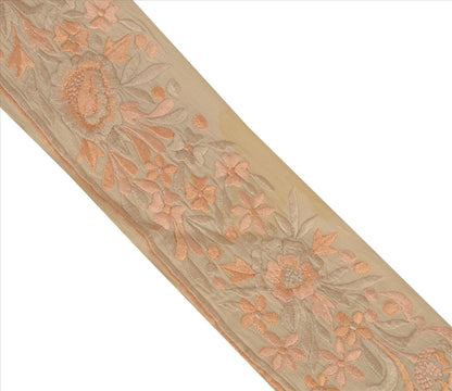 Sanskriti Vintage Sari Border Embroidered 1 Yd Indian Trim Sewing Cream Lace