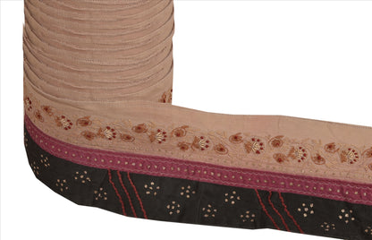 Sanskriti Vintage Sari Border Hand Embroidered 1Yd Indian Trim Sewing Beige Lace