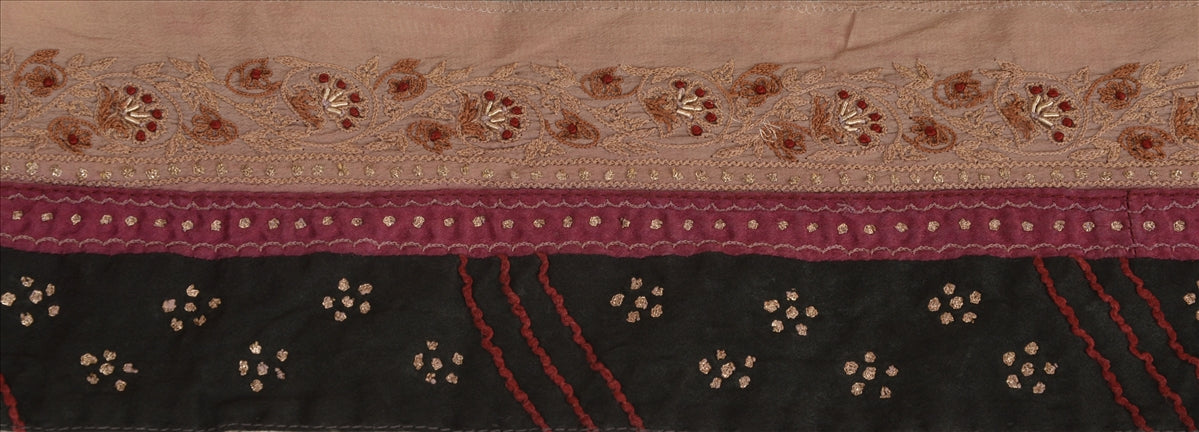 Sanskriti Vintage Sari Border Hand Embroidered 1Yd Indian Trim Sewing Beige Lace