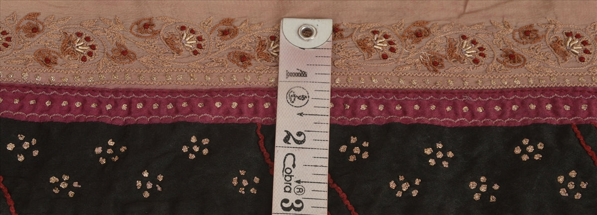 Sanskriti Vintage Sari Border Hand Embroidered 1Yd Indian Trim Sewing Beige Lace