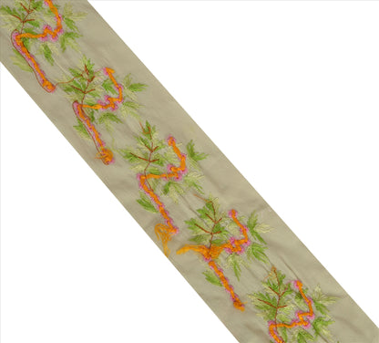 Sanskriti Vintage Sari Border Hand Embroidered 1Yd Indian Trim Sewing Cream Lace