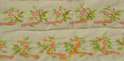 Sanskriti Vintage Sari Border Hand Embroidered 1Yd Indian Trim Sewing Cream Lace