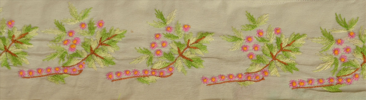 Sanskriti Vintage Sari Border Hand Embroidered 1Yd Indian Trim Sewing Cream Lace