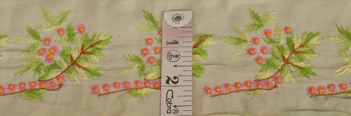 Sanskriti Vintage Sari Border Hand Embroidered 1Yd Indian Trim Sewing Cream Lace